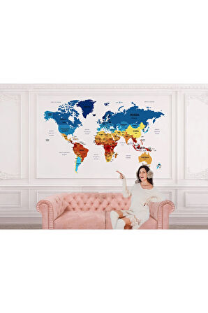 Oxyteez   Dünya Haritası Duvar Kağıdı Ülke ve Başkentli İngilizce Dünya Haritası-1493 1493