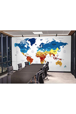 Oxyteez   Dünya Haritası Duvar Kağıdı Ülke ve Başkentli İngilizce Dünya Haritası-1493 1493