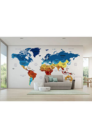 Oxyteez   Dünya Haritası Duvar Kağıdı Ülke ve Başkentli İngilizce Dünya Haritası-1493 1493