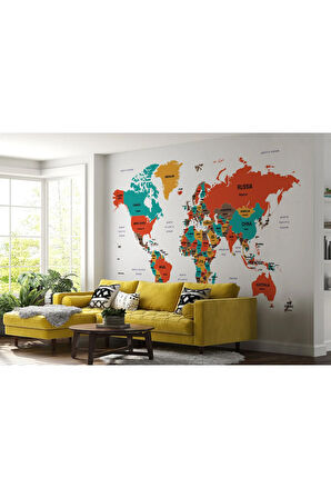 Oxyteez   Dünya Haritası Duvar Kağıdı Ülke ve Başkentli İngilizce Dünya Haritası-1517 1517