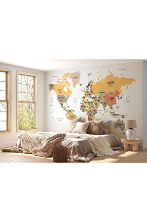 Oxyteez   Dünya Haritası Duvar Kağıdı Ülke ve Başkentli İngilizce Dünya Haritası-1529 1529