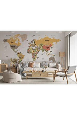 Oxyteez   Dünya Haritası Duvar Kağıdı Ülke ve Başkentli İngilizce Dünya Haritası-1529 1529
