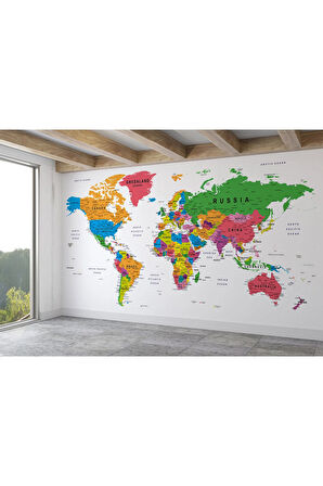 Oxyteez   Dünya Haritası Duvar Kağıdı Ülke ve Başkentli İngilizce Dünya Haritası-1572 1572