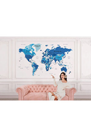 Oxyteez   Dünya Haritası Duvar Kağıdı Ülke ve Başkentli İngilizce Dünya Haritası-1573 1573