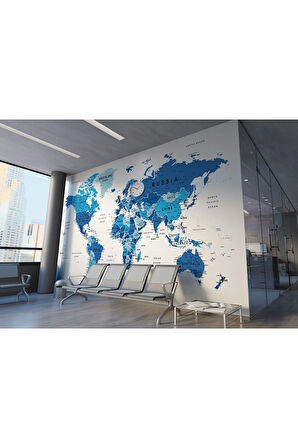 Oxyteez   Dünya Haritası Duvar Kağıdı Ülke ve Başkentli İngilizce Dünya Haritası-1573 1573