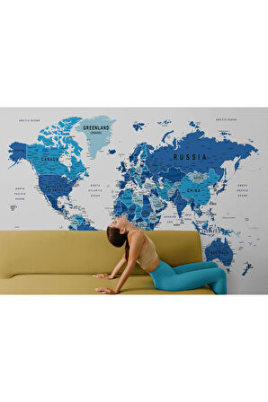 Oxyteez   Dünya Haritası Duvar Kağıdı Ülke ve Başkentli İngilizce Dünya Haritası-1573 1573