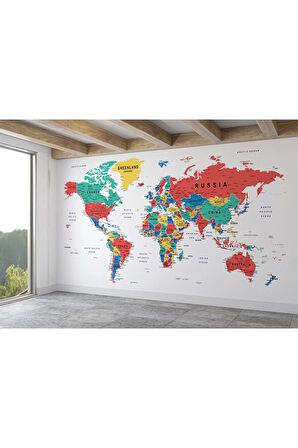 Oxyteez   Detaylı İngilizce Dünya Haritası Duvar Kağıdı -1591 1591