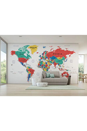 Oxyteez   Detaylı İngilizce Dünya Haritası Duvar Kağıdı -1591 1591