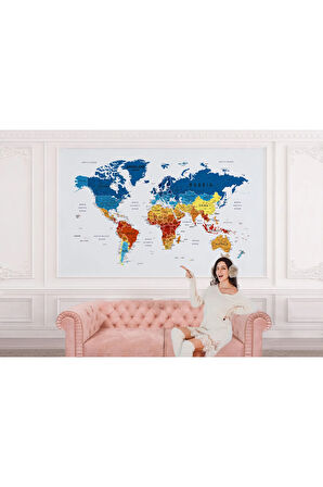 Oxyteez   Dünya Haritası Duvar Kağıdı Ülke ve Başkentli İngilizce Dünya Haritası-1642 1642