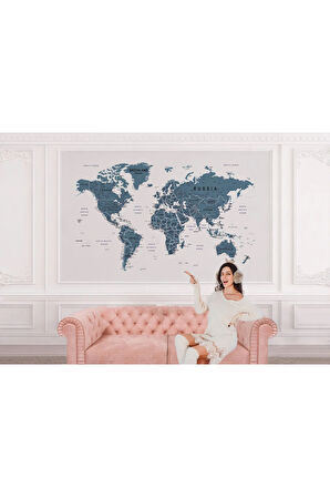 Oxyteez   Dünya Haritası Duvar Kağıdı Detaylı Ülke ve Başkentli İngilizce Dünya Haritası-1664 1664