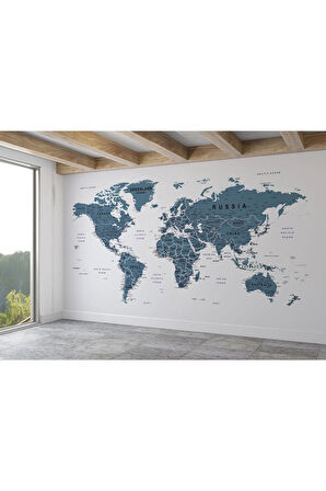 Oxyteez   Dünya Haritası Duvar Kağıdı Detaylı Ülke ve Başkentli İngilizce Dünya Haritası-1664 1664