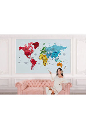 Oxyteez   Dünya Haritası Duvar Kağıdı Detaylı Ülke ve Başkentli İngilizce Dünya Haritası-1700 1700