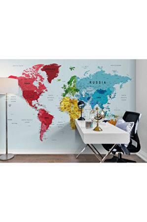 Oxyteez   Dünya Haritası Duvar Kağıdı Detaylı Ülke ve Başkentli İngilizce Dünya Haritası-1700 1700