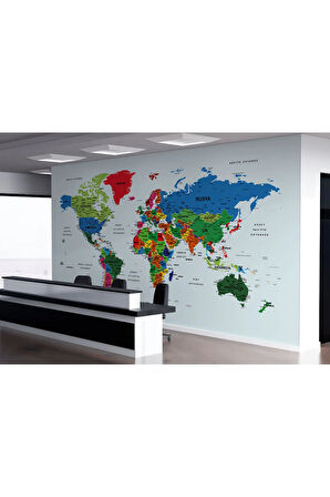 Oxyteez   Dünya Haritası Duvar Kağıdı Detaylı Ülke ve Başkentli İngilizce Dünya Haritası-1703 1703