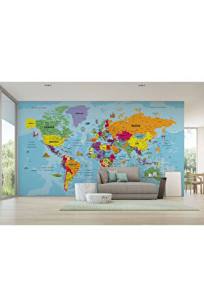 Oxyteez   Türkçe Dünya Haritası Duvar Kağıdı Son Derece Detaylı ve Dekoratif-1989 1989