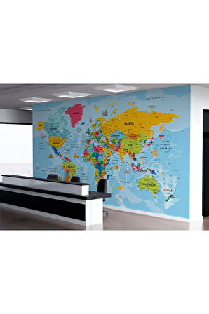Oxyteez   Türkçe Dünya Haritası Duvar Kağıdı Son Derece Detaylı Ve Dekoratif-2022 2022
