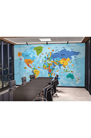 Oxyteez   Türkçe Dünya Haritası Duvar Kağıdı Son Derece Detaylı Ve Dekoratif-2040 2040