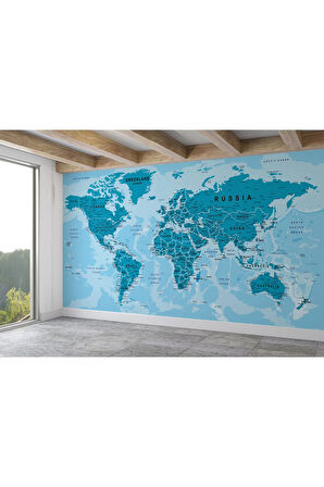 Oxyteez   Dünya Haritası Duvar Kağıdı Detaylı Ülke ve Başkentli İngilizce Dünya Haritası-2135 2135