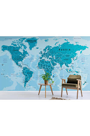 Oxyteez   Dünya Haritası Duvar Kağıdı Detaylı Ülke ve Başkentli İngilizce Dünya Haritası-2135 2135