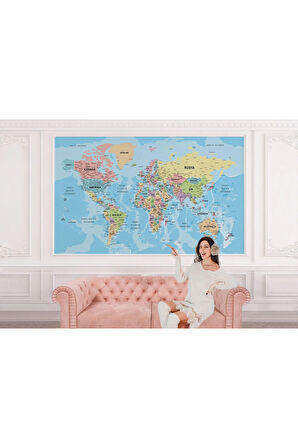 Oxyteez   Dünya Haritası Türkçe Duvar Kağıdı Ayrıntılı Dekoratif-okyanuslu 2160 2160