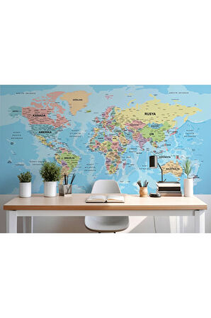 Oxyteez   Dünya Haritası Türkçe Duvar Kağıdı Ayrıntılı Dekoratif-okyanuslu 2160 2160