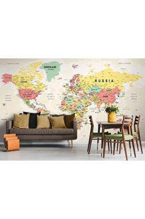 Oxyteez   Dünya Haritası Duvar Kağıdı Detaylı Ülke ve Başkentli İngilizce-2535 2535