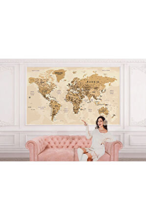 Oxyteez   Dünya Haritası Duvar Kağıdı Detaylı Ülke ve Başkentli İngilizce-2545 2545