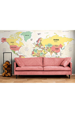 Oxyteez   Dünya Haritası Duvar Kağıdı Ülke ve Başkentli İngilizce-2755 2755