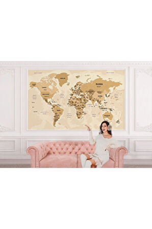 Oxyteez   Dünya Haritası Duvar Kağıdı Ülke ve Başkentli İngilizce-2765 2765