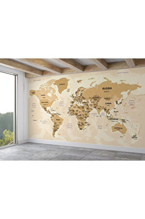 Oxyteez   Dünya Haritası Duvar Kağıdı Ülke ve Başkentli İngilizce-2765 2765