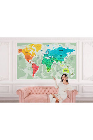 Oxyteez   Dünya Haritası Duvar Kağıdı Ülke ve Başkentli İngilizce-2775 2775