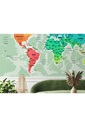 Oxyteez   Dünya Haritası Duvar Kağıdı Ülke ve Başkentli İngilizce-2775 2775