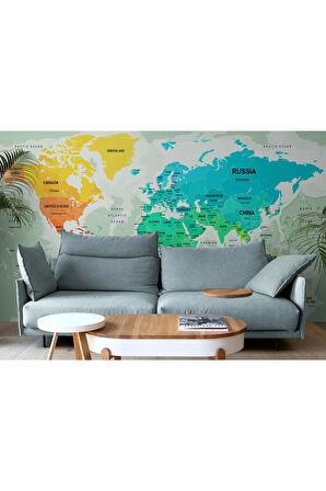 Oxyteez   Dünya Haritası Duvar Kağıdı Ülke ve Başkentli İngilizce-2775 2775