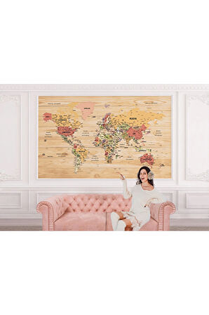 Oxyteez   Türkçe Dünya Haritası Duvar Kağıdı Detaylı Ülke ve Başkentli-2981 2981