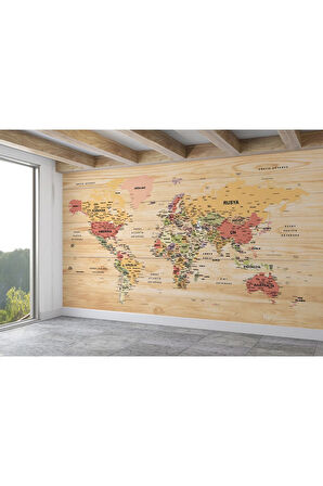 Oxyteez   Türkçe Dünya Haritası Duvar Kağıdı Detaylı Ülke ve Başkentli-2981 2981