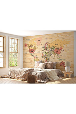 Oxyteez   Türkçe Dünya Haritası Duvar Kağıdı Detaylı Ülke ve Başkentli-2981 2981