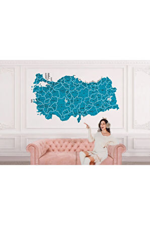 Oxyteez   Türkiye Haritası İl ve İlçeli Ayrıntılı Eğitici Duvar Kağıdı-3031 3031