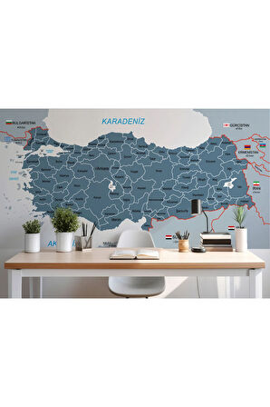 Oxyteez   Türkiye Haritası Sınır Komşulu Eğitici Dekoratif Duvar Kağıdı-3093 3093