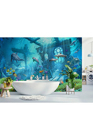 Oxyteez   Su Altı Manzarası Yağlıboya Görünüm Dekoratif Duvar Kağıdı-3667 3667