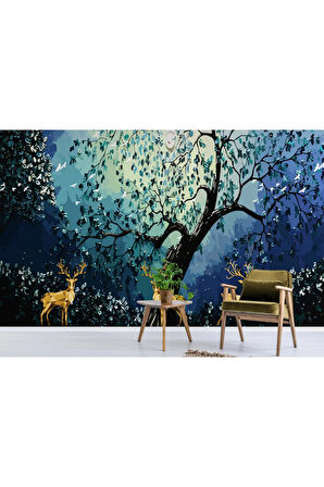 Oxyteez   Modern Soyut Tarzda Altın Geyikler Dekoratif Duvar Kağıdı-3687 3687