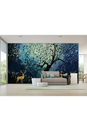 Oxyteez   Modern Soyut Tarzda Altın Geyikler Dekoratif Duvar Kağıdı-3687 3687