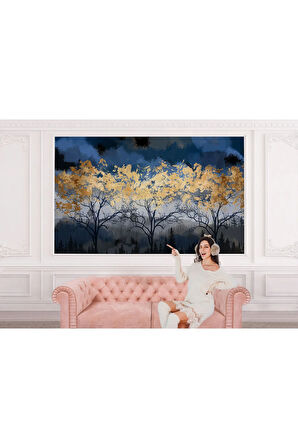 Oxyteez   Geceyarısı Orman Manzarazı Yağlıboya Görünüm Dekoratif Duvar Kağıdı-3722 3722