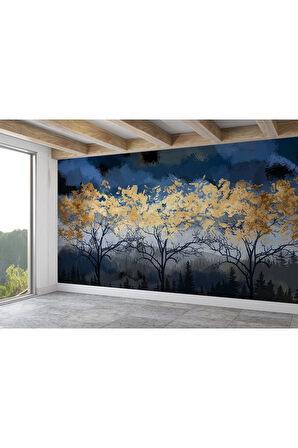 Oxyteez   Geceyarısı Orman Manzarazı Yağlıboya Görünüm Dekoratif Duvar Kağıdı-3722 3722