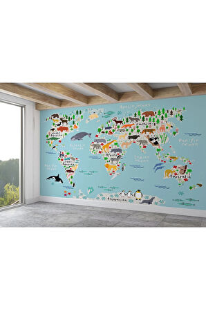 Oxyteez   Eğitici Dünya Haritası Dünya Atlası Çocuk Ve Bebek Odası Duvar Kağıdı-3771 3771