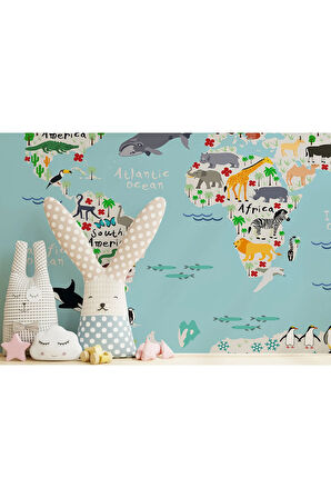 Oxyteez   Eğitici Dünya Haritası Dünya Atlası Çocuk Ve Bebek Odası Duvar Kağıdı-3771 3771
