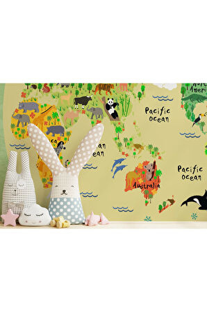 Oxyteez   Eğitici Dünya Haritası Dünya Atlası Çocuk Ve Bebek Odası Duvar Kağıdı-3773 3773