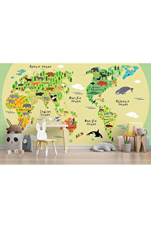 Oxyteez   Eğitici Dünya Haritası Dünya Atlası Çocuk Ve Bebek Odası Duvar Kağıdı-3773 3773