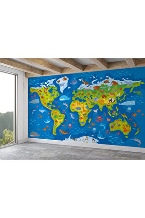 Oxyteez   Eğitici Dünya Haritası Dünya Atlası Çocuk Ve Bebek Odası Duvar Kağıdı-3774 3774