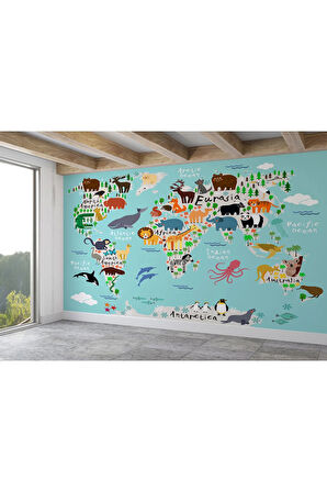 Oxyteez   Eğitici Dünya Haritası Dünya Atlası Çocuk Ve Bebek Odası Duvar Kağıdı-3775 3775