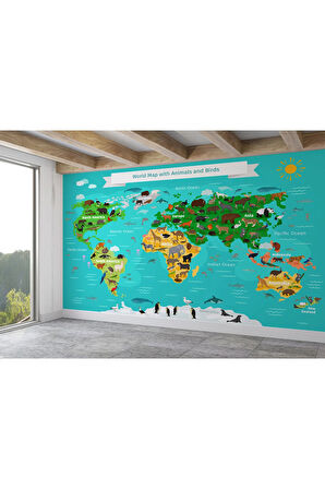 Oxyteez   Eğitici Dünya Haritası Çocuk Odası Duvar Kağıdı-3780 3780